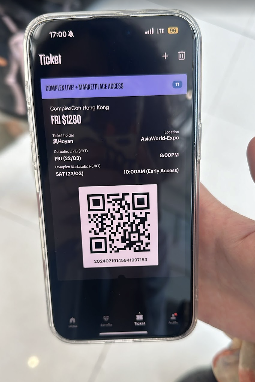 ComplexCon ticket with QR access in the Complex app
