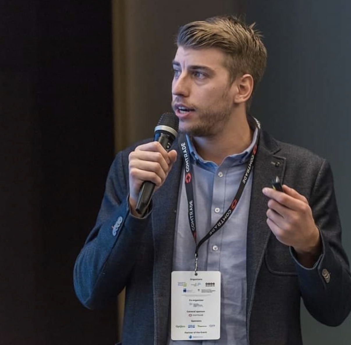 Matt Baskovc speaking at an industry conference